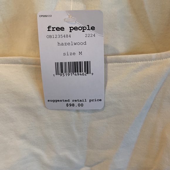 Free People square crop top. Tags still on. Cream color. Size M - Picture 2 of 2